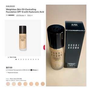 Bobbi Brown Weightless Skin Oil-Controlling Foundation SPF 15  Warm Sand(W-036)